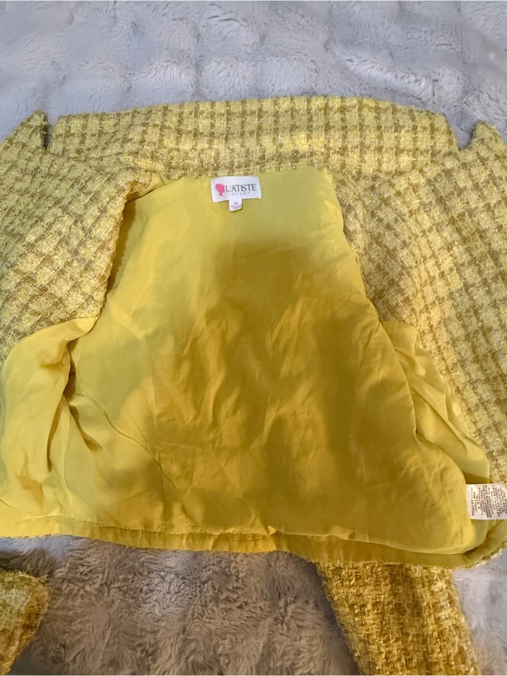 L'ATISTE Yellow Tweed Two-Piece Skirt Set - Picture 11 of 12